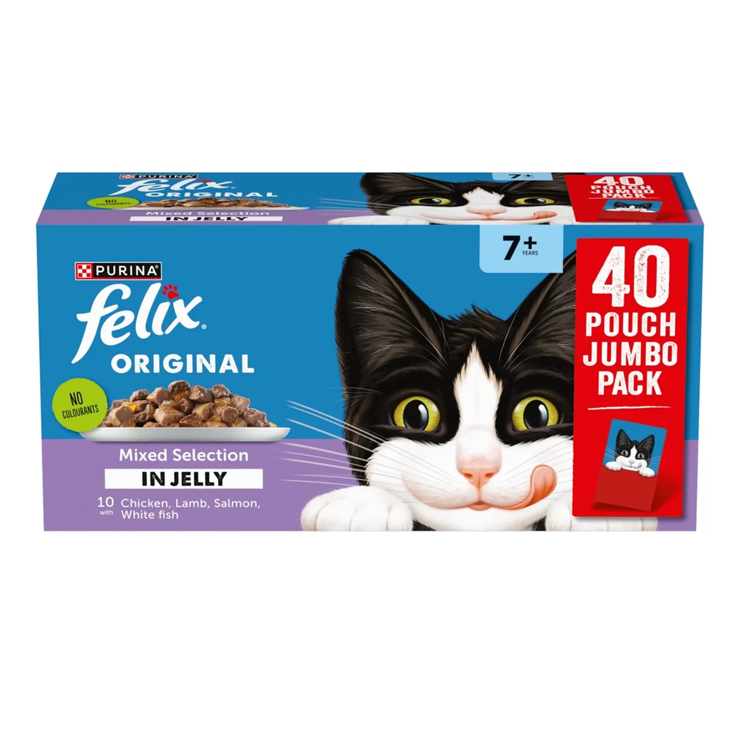 Felix Original Senior 7+ Jelly Wet Cat Food 40 Pouches 85g - Chicken, Lamb, Salmon & White Fish