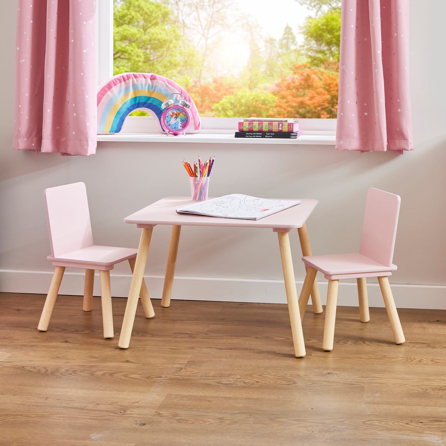 Liberty House Toys Toddler Bed and Table and Two Chairs Set - Pink, product image 2