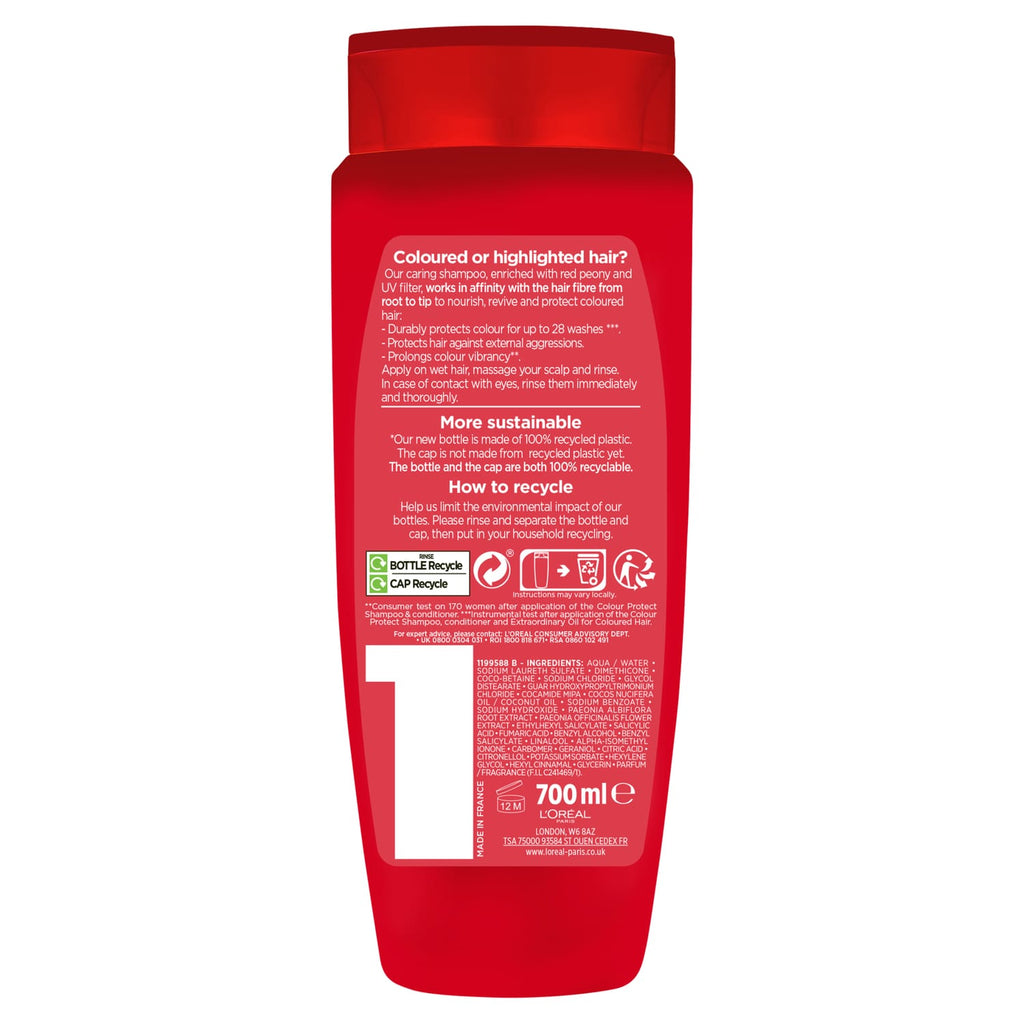 L'Oreal Paris Shampoo Colour Protect for Coloured or Highlighted Hair 700ml, product image 2