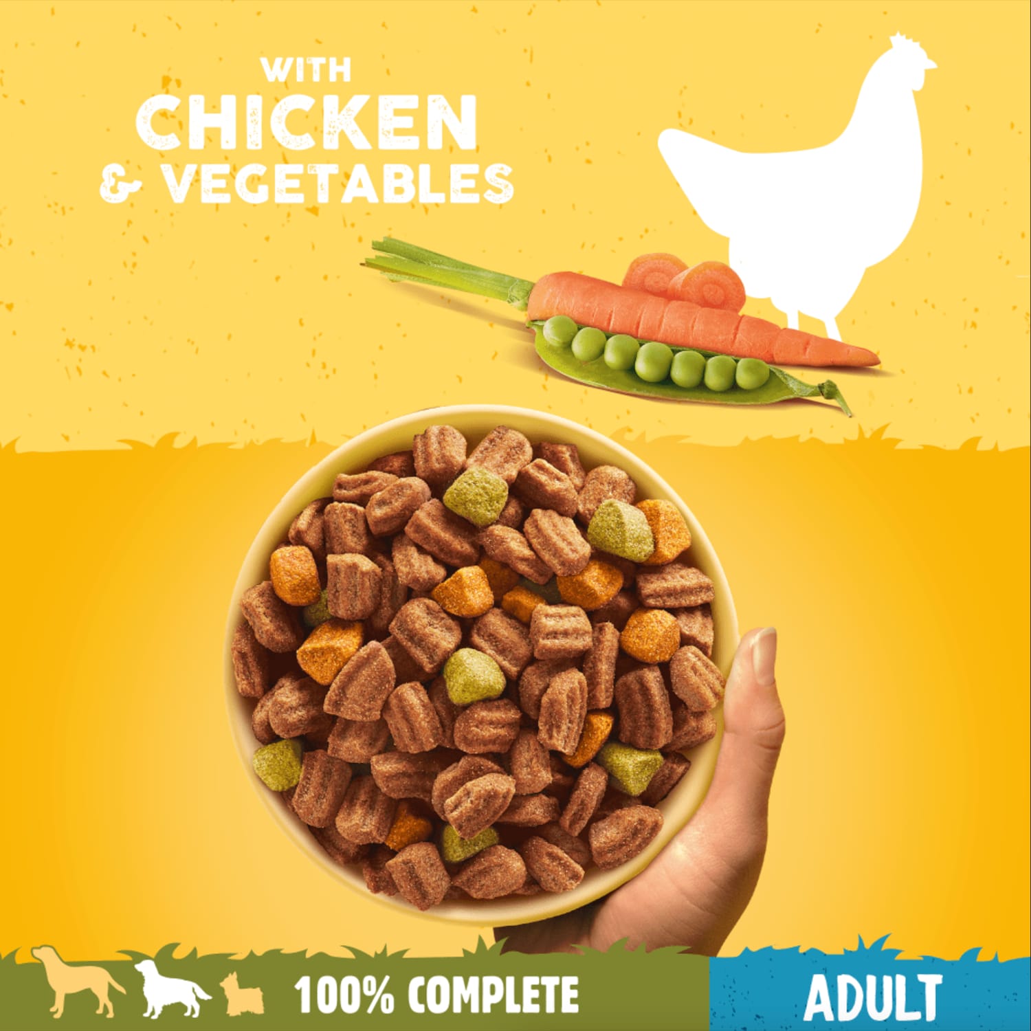 Pedigree Dry Complete Adult Dog Food with Chicken & Vegetables 3kg, product image 2