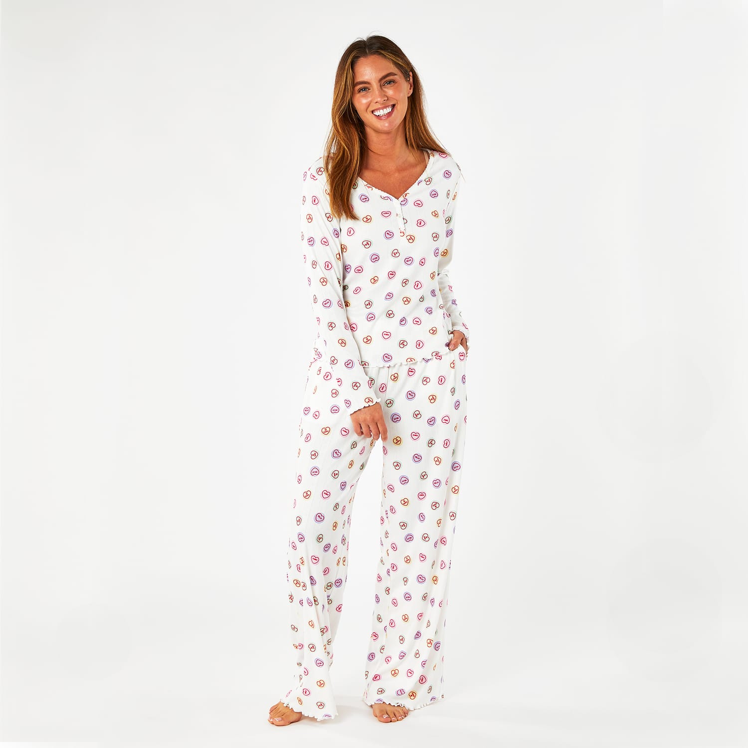 Swizzles Ladies Pointelle Pyjamas, product image 2