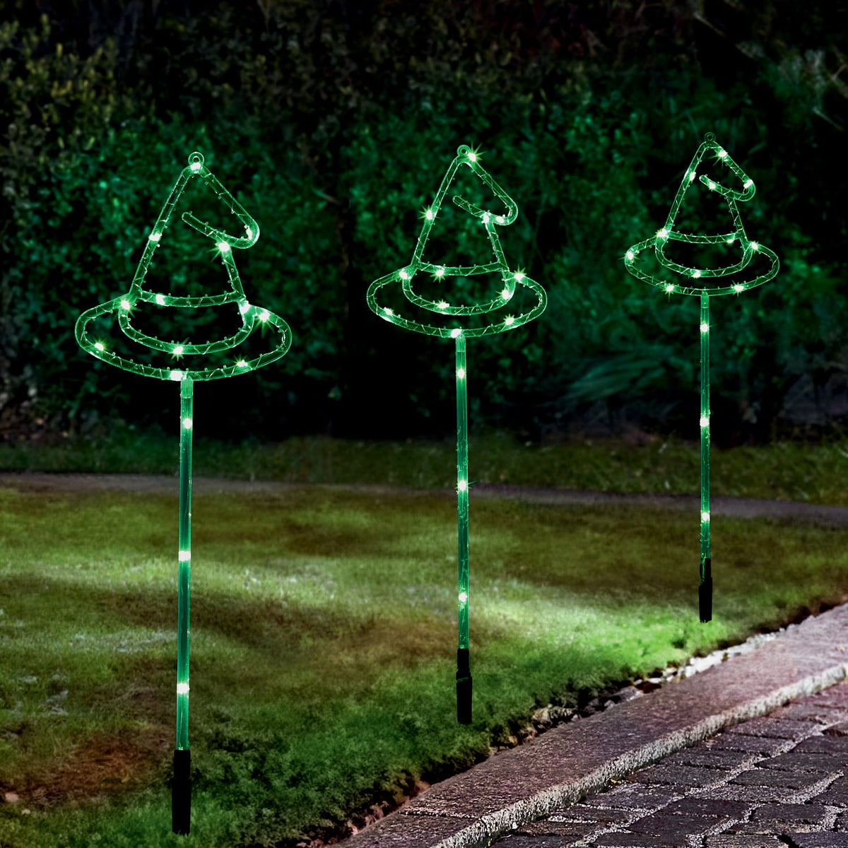 Hallow Scream LED Witch's Hat Stake Lights Set Of 3